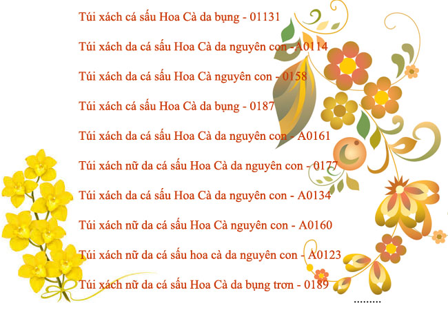 Bảng danh sách túi xách nữ da cá sấu Hoa Cà