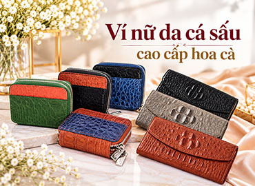 Ví Nữ Da Cá Sấu Cao Cấp Hoa Cà
