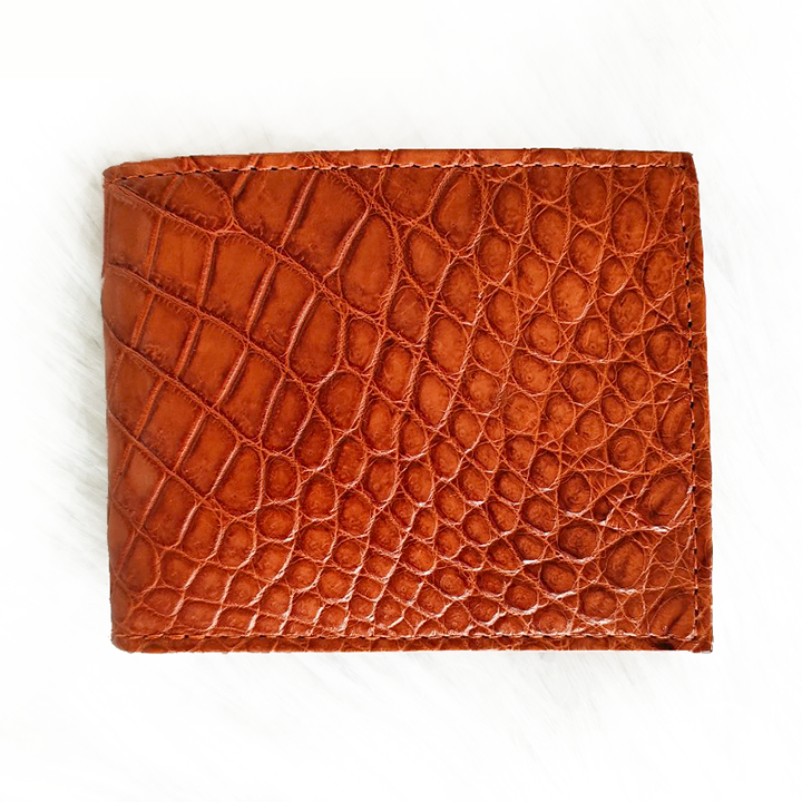 Bóp da cá sấu hoa cà nâu đỏ cỡ 9 x 11.5 cm - 1051