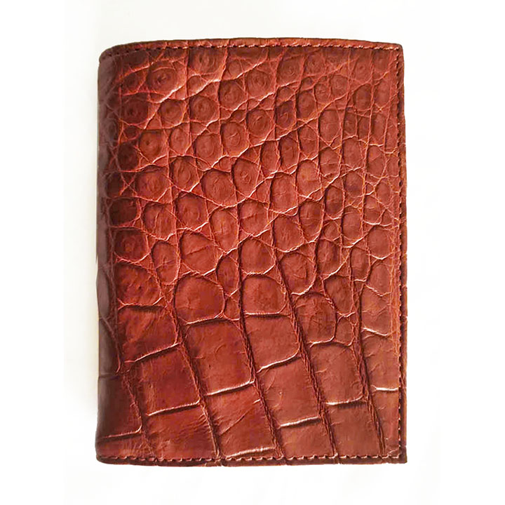 Bóp da da cá sấu hoa cà kiểu đứng nâu đỏ 1070