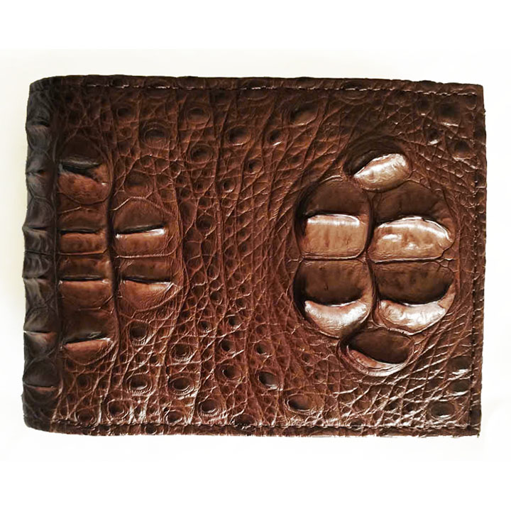 Bóp da cá sấu hoa cà da cá con bông cổ da nâu 1141