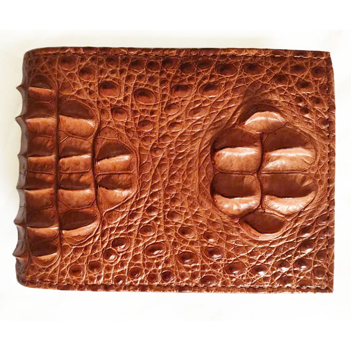 Bóp da cá sấu hoa cà da cá con bông cổ da nâu đỏ 1141