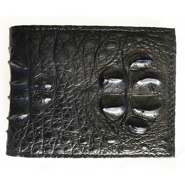 Bóp da cá sấu hoa cà da cá con bông cổ xanh đen - 1141