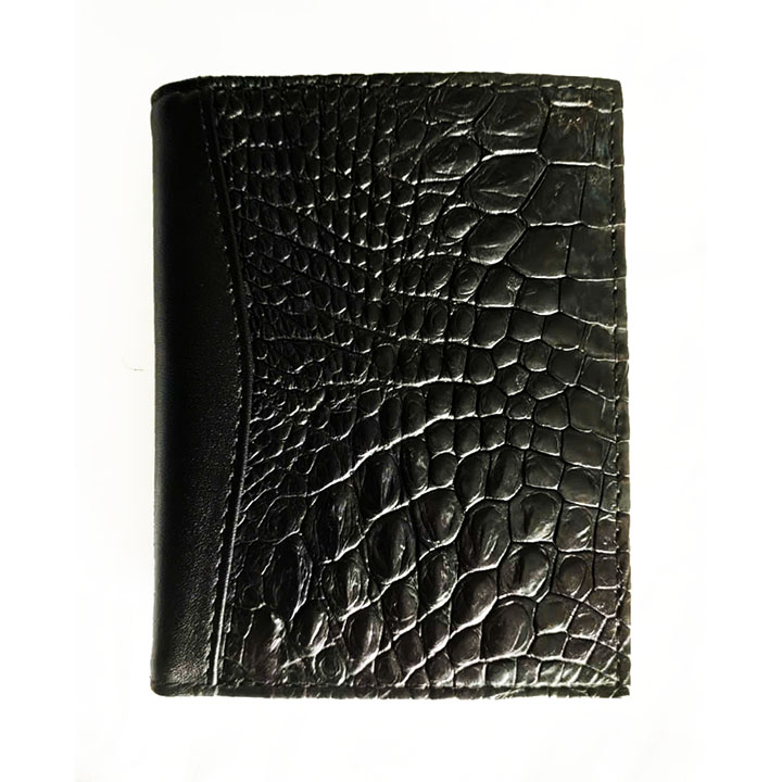 Ví đứng cá sấu hoa cà nối da 14 ngăn thẻ màu đen 1080
