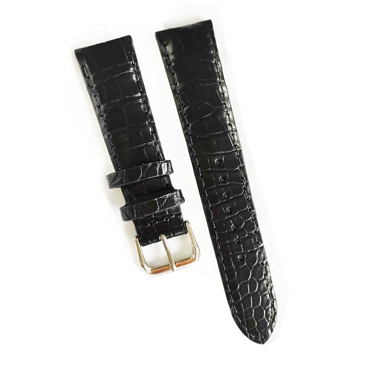Dây đồng hồ da cá sấu hoa cà may viền 22, 18 mm 2081
