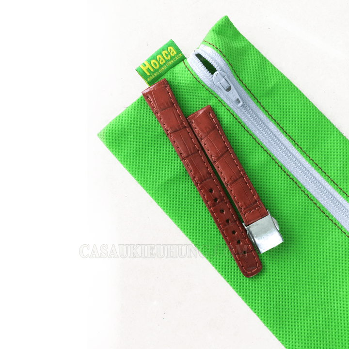 Dây đồng hồ da cá sấu hoa cà bản 15mm, khoá 13 mm hàng đặt - 2086
