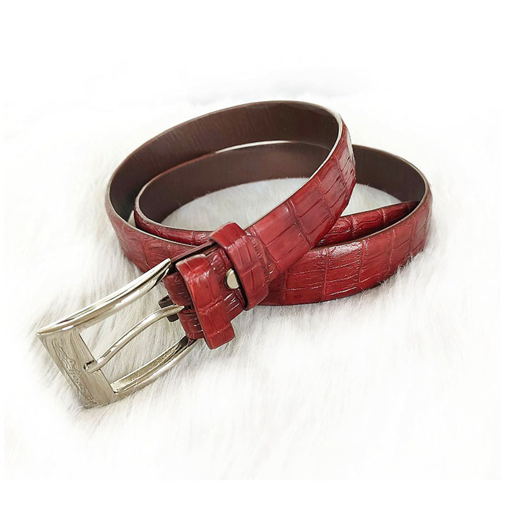Dây nịt da cá sấu Hoa Cà 3 cm - 3165