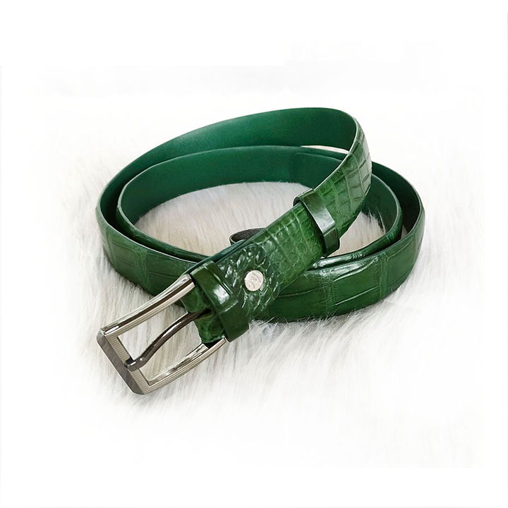 Dây nịt da cá sấu hoa cà 3 cm - 3165