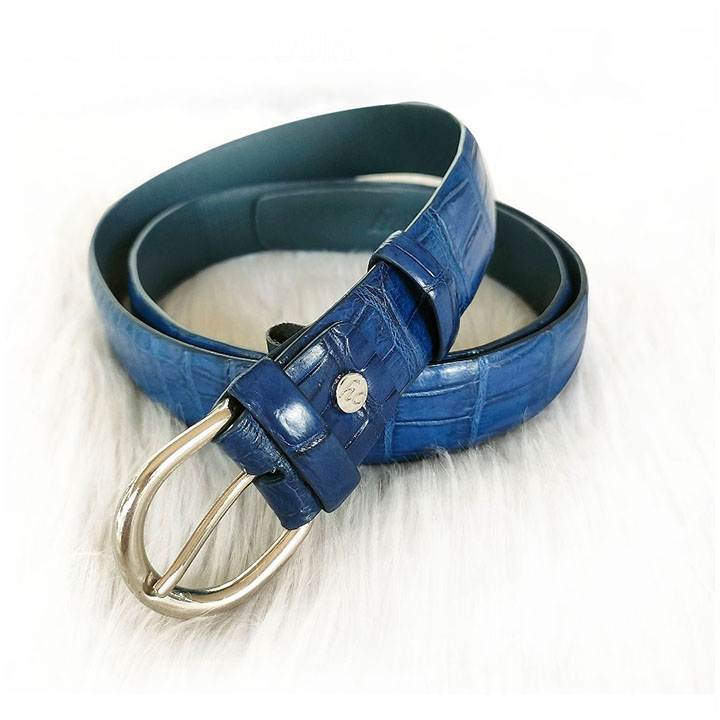 Dây nịt da cá sấu Hoa Cà 3 cm - 3165