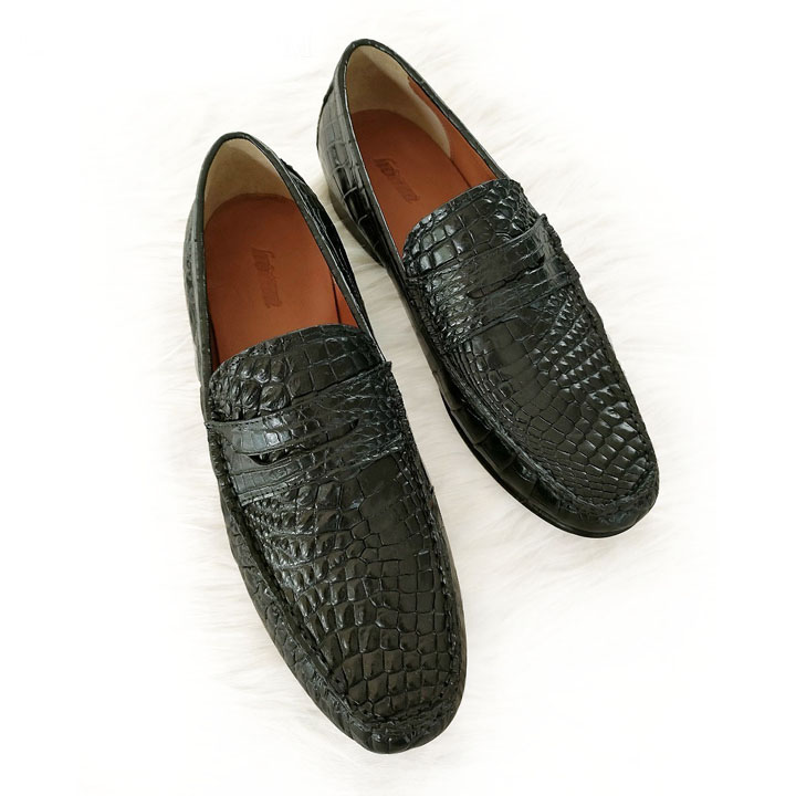 Giày lười da cá sấu hoa cà size 43 - 4103