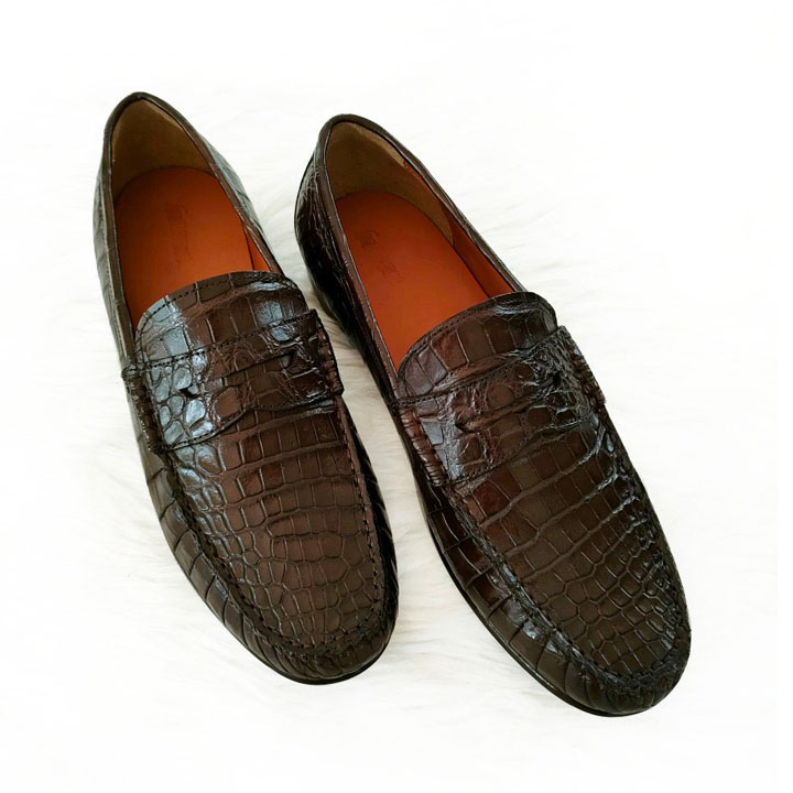 Giày lười da cá sấu hoa cà size 43 - 4103