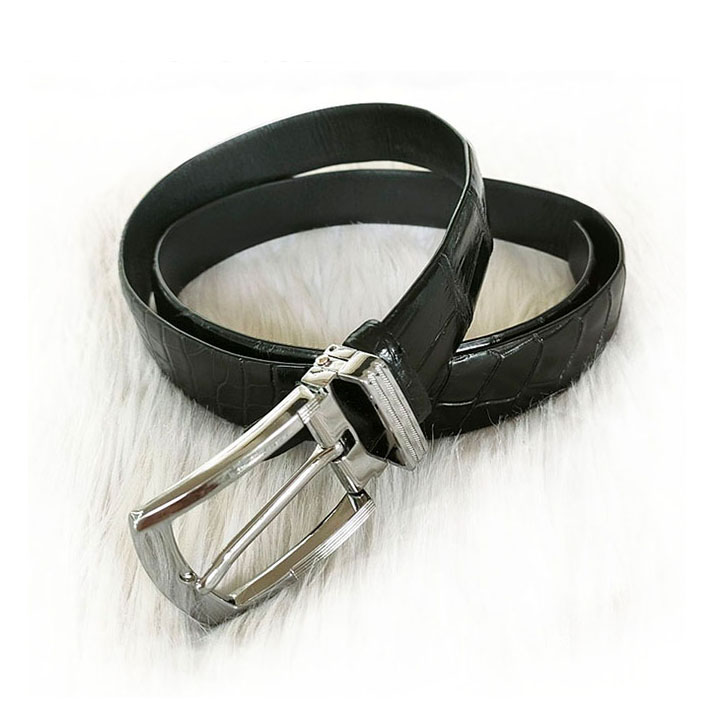 Dây nịt da cá sấu Hoa Cà 3 cm - 3165