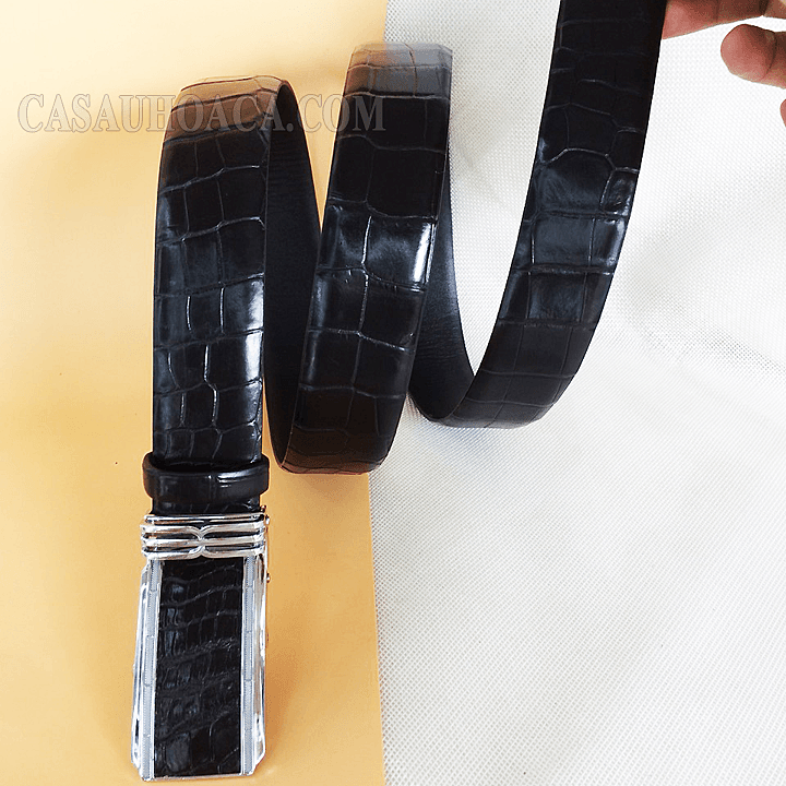 Thắt lưng nam da cá sấu hoa cà 3.5F - 3166