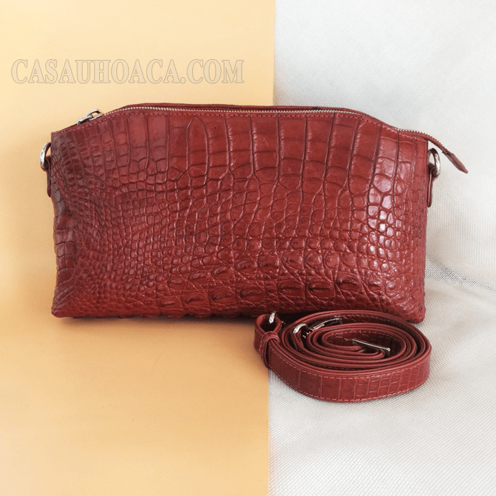 Túi xách da cá sấu nữ hoa cà  - 0169