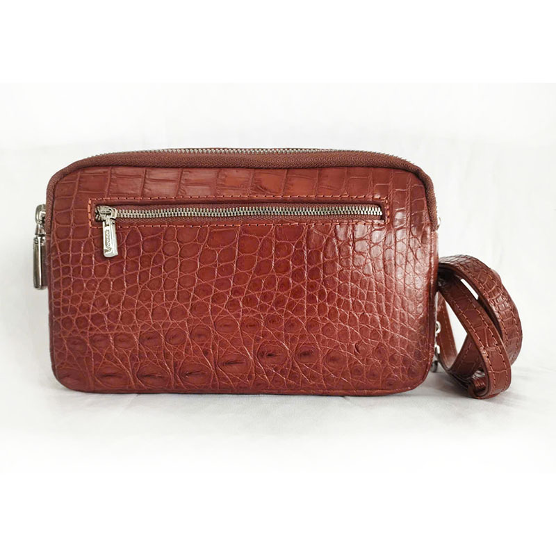 Túi đeo chéo du lịch 2 khóa hoa cà da nâu đỏ 0248