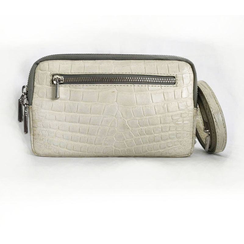 Túi đeo chéo du lịch 2 khóa hoa cà da trắng 0248