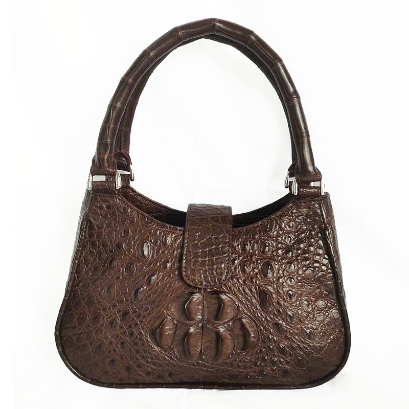 Túi xách da cá sấu nữ hoa cà da gai màu nâu cầm tay A0060 Túi xách da cá sấu nữ hoa cà da gai màu nâu cầm tay A0060
