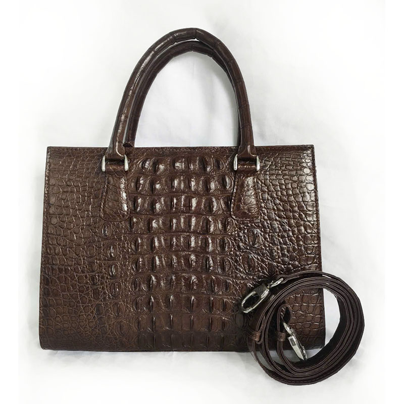 Túi xách cá sấu nữ hoa cà da gai lưng nâu sô 7134