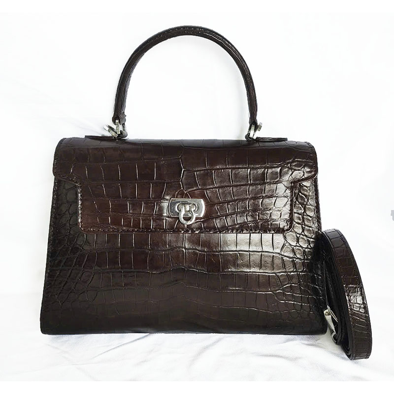 Túi xách nữ cá sấu hoa cà nâu sô - 0194
