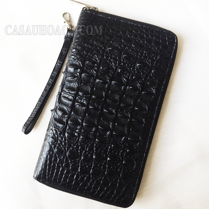 Ví cầm tay cá sấu hoa cà - 1203