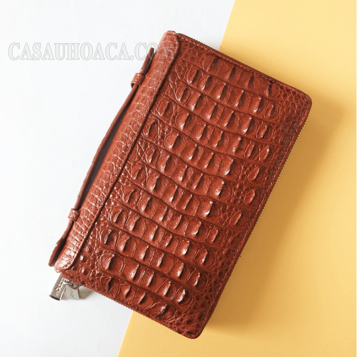 Ví cầm tay da cá sấu hoa cà - 1210