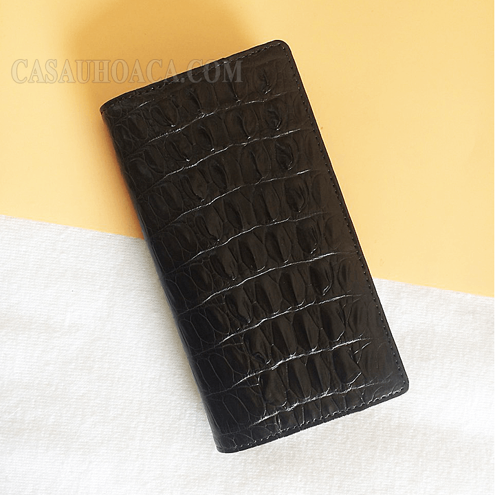 Ví dài da cá sấu hoa cà 2 gấp - 1208