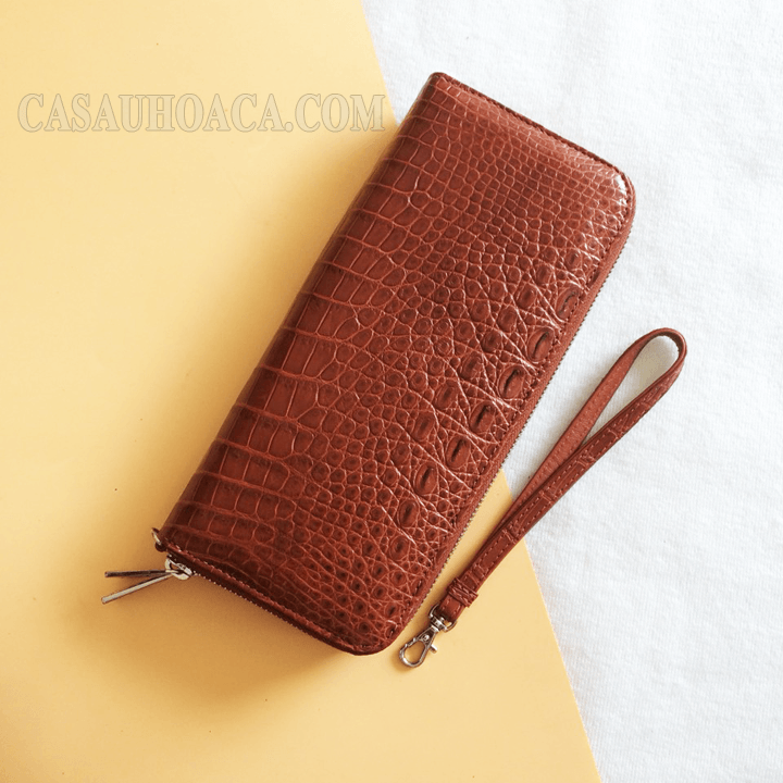 Ví dài nữ da cá sấu hoa cà - 1180