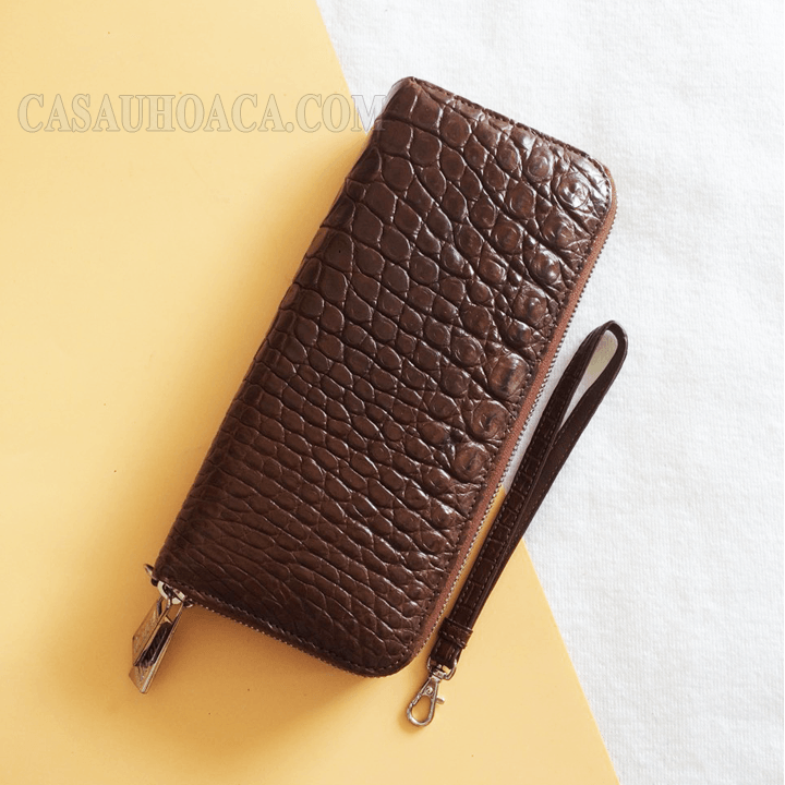 Ví dài nữ da cá sấu hoa cà - 1180